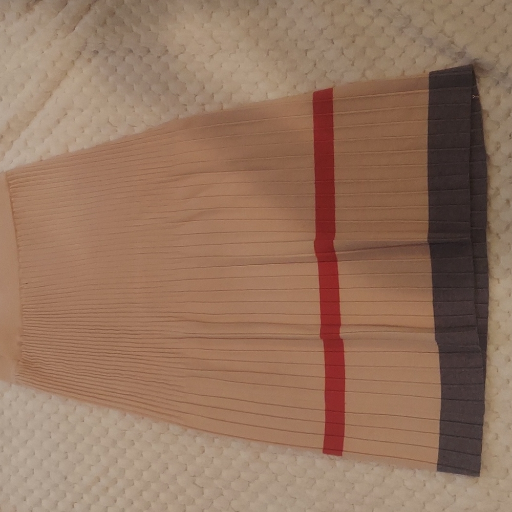 Beige red and blue striped cream bohme skirt. Beautiful with elastic band.  New!